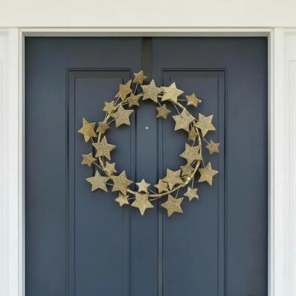 My Texas House Glitter Star Wreath, Gold, 11.25in‎